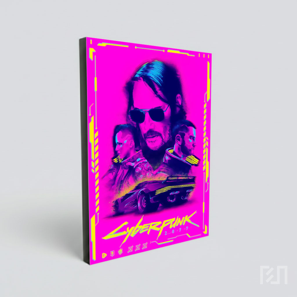 Poster Seni Cyberpunk 2077 dengan Keanu Reeves