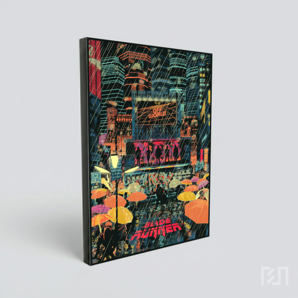 Poster Seni Cyberpunk Kota Hujan
