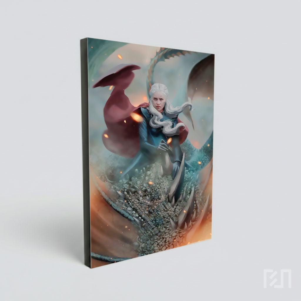 Poster Seni Daenerys Targaryen Menunggang Naga