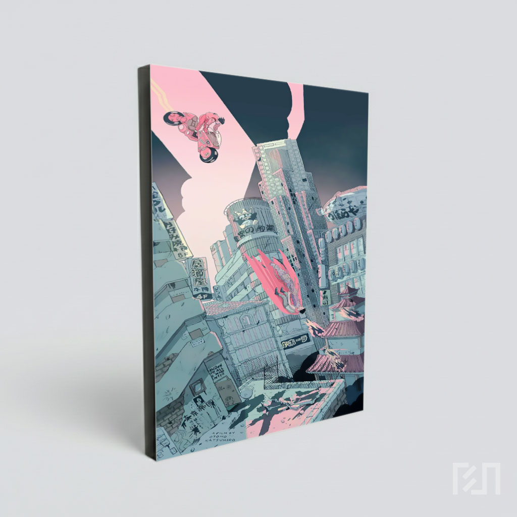 Poster Seni Digital Bergaya Anime Kota Futuristik