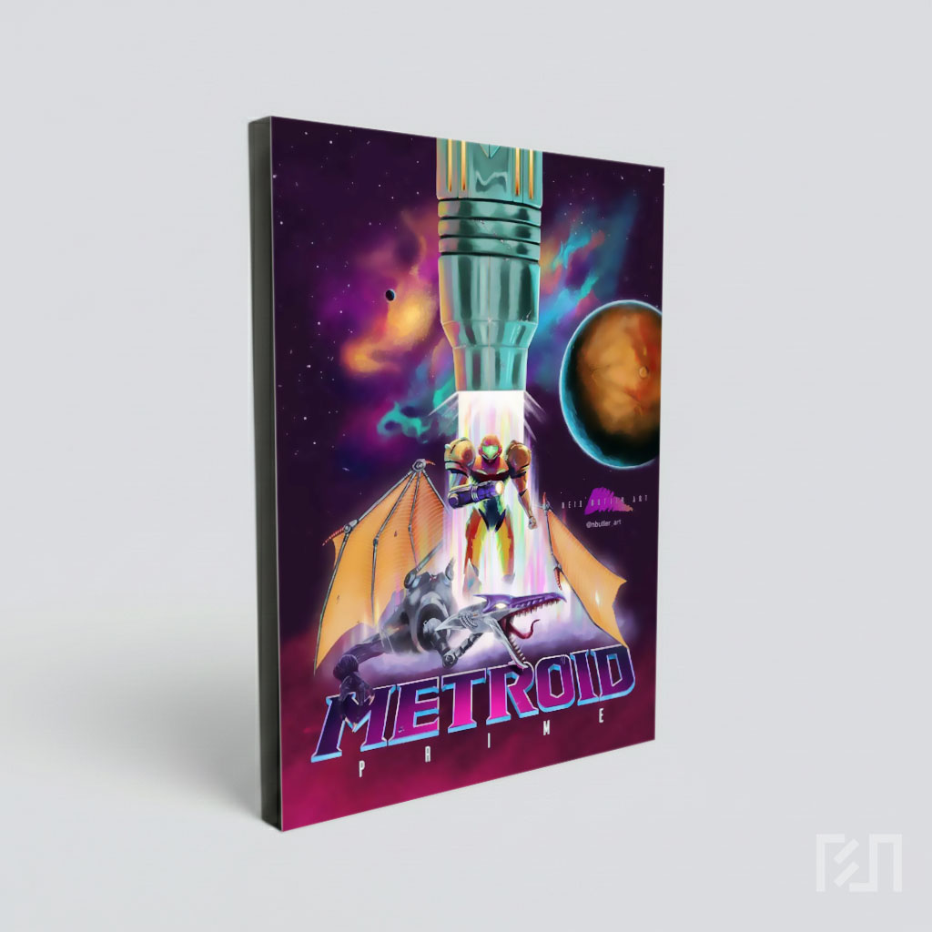 Poster Seni Digital Metroid Samus Aran dan Ridley
