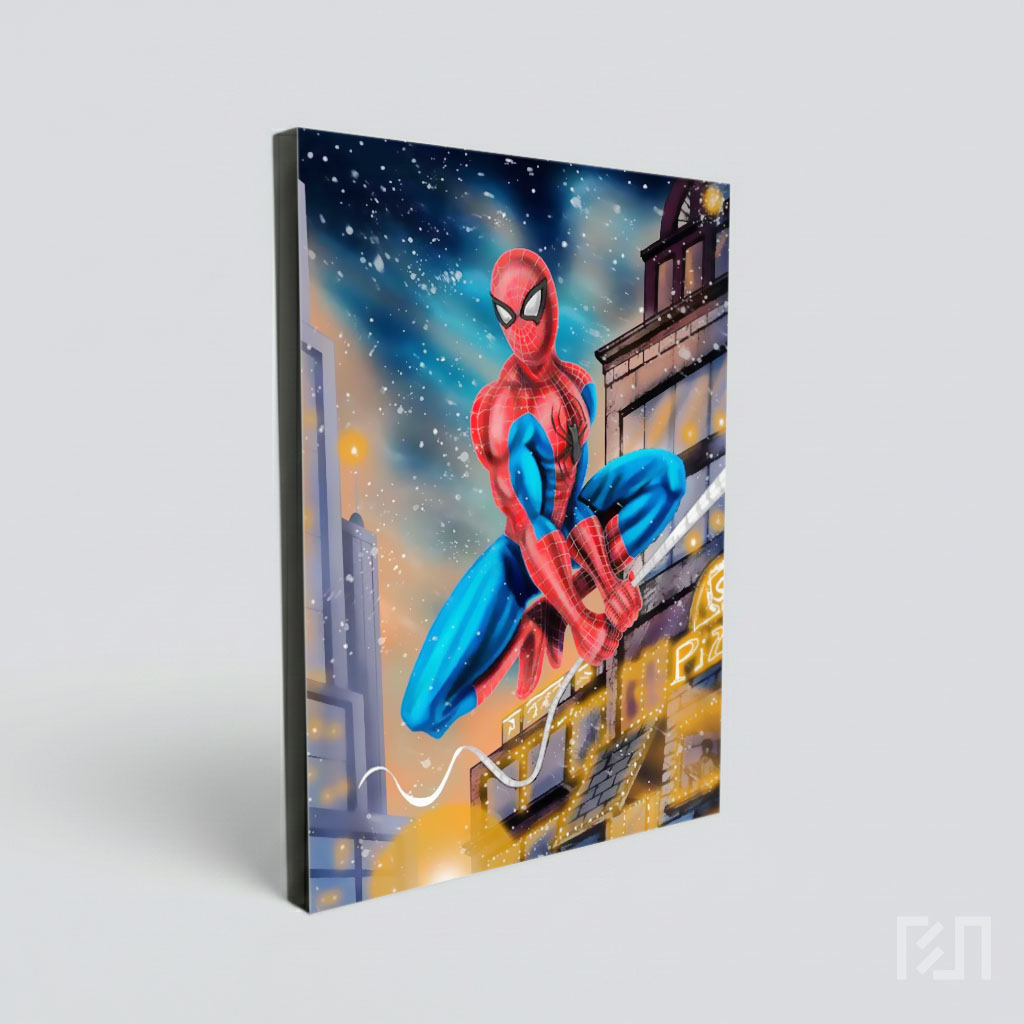 Poster Seni Digital Spider-Man di Kota