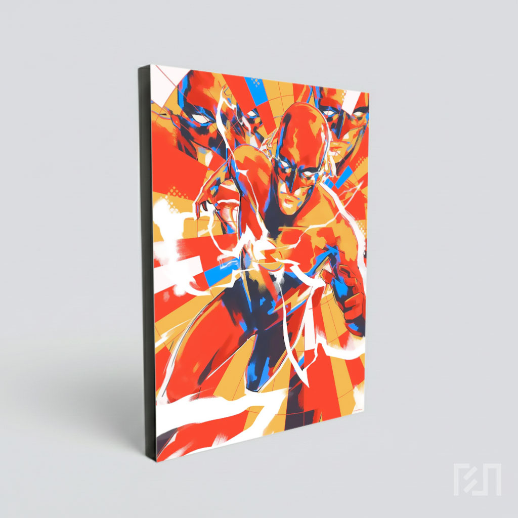 Poster Seni Digital The Flash Berwarna Merah dan Biru