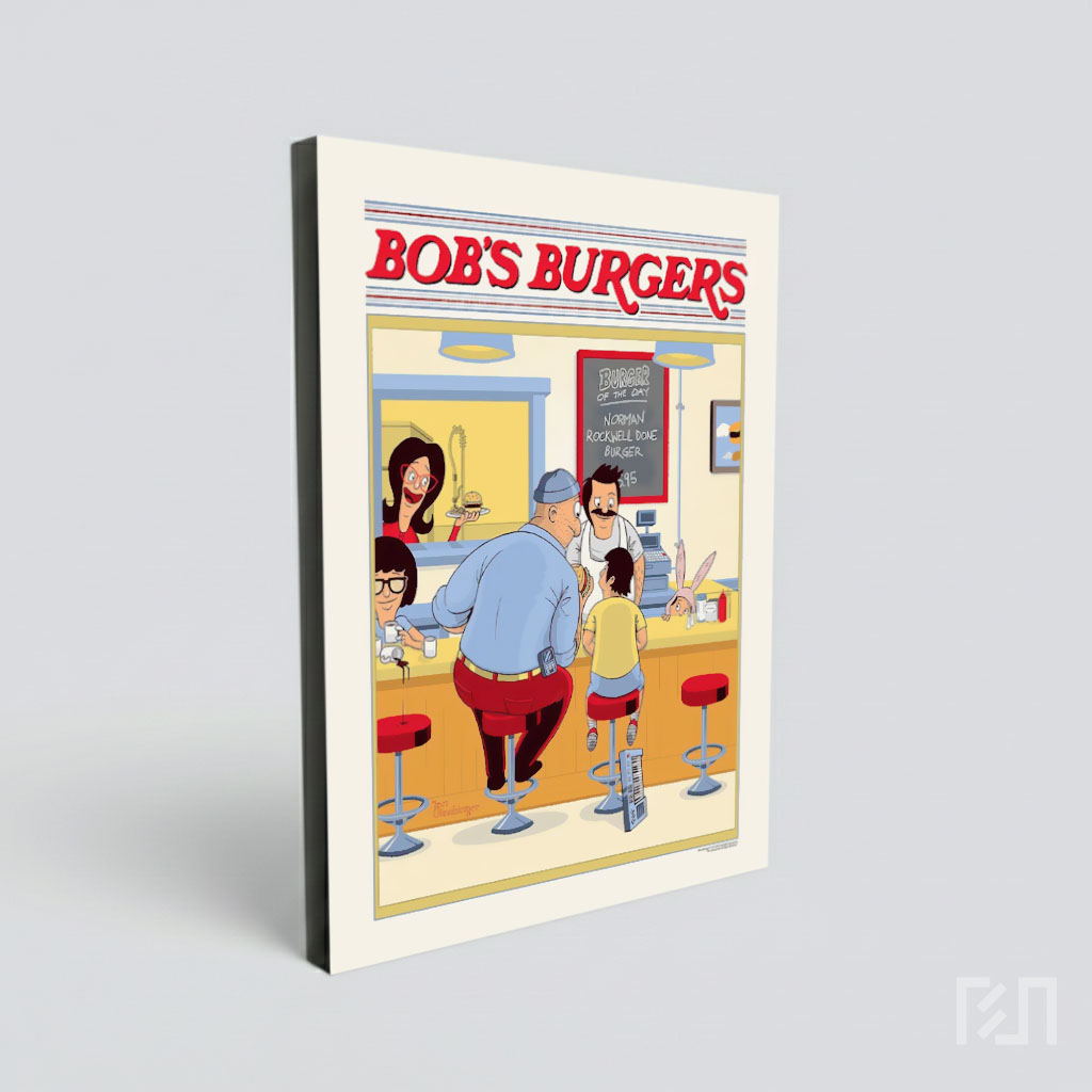 Poster Seni Fan Art Bob's Burgers Gaya Norman Rockwell