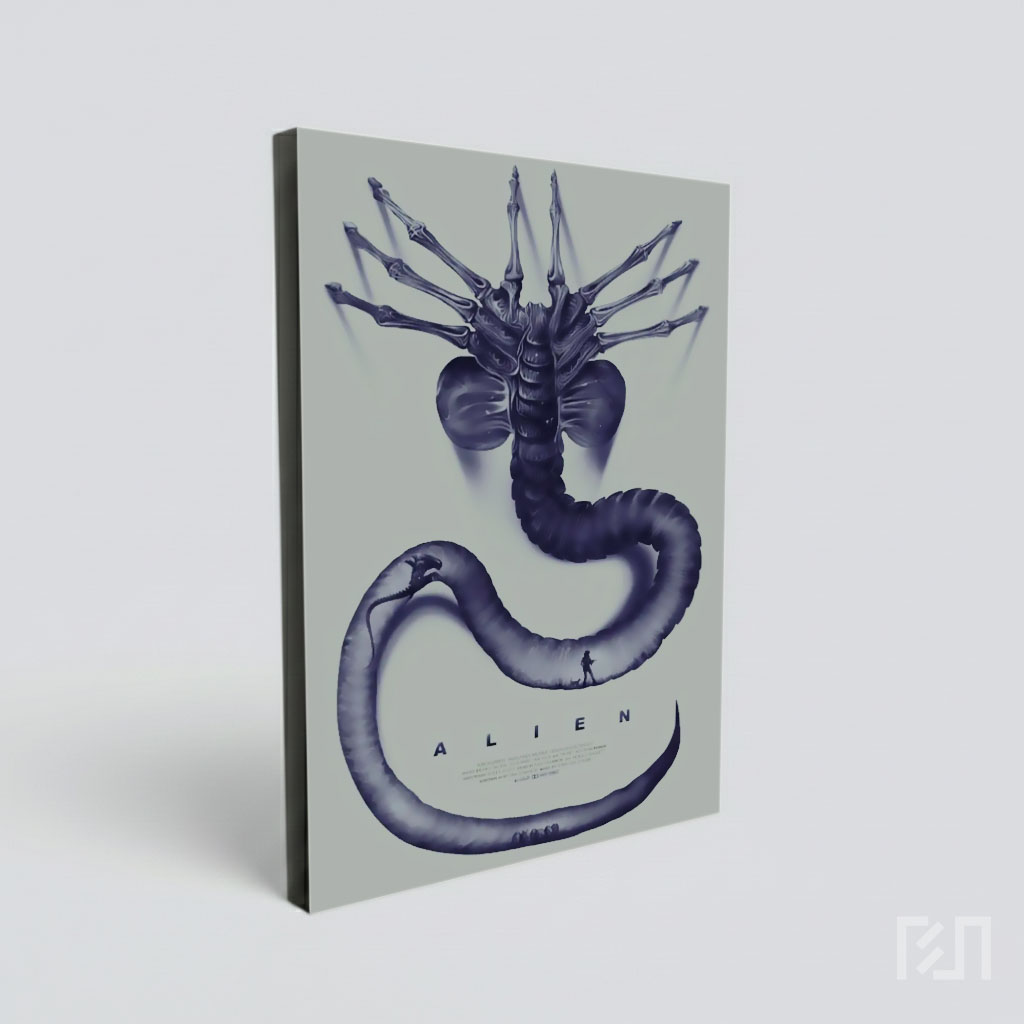 Poster Seni Film Alien (1979) dengan Facehugger