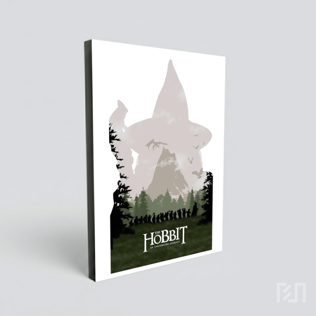 Poster Seni Film The Hobbit Minimalis Hitam Putih