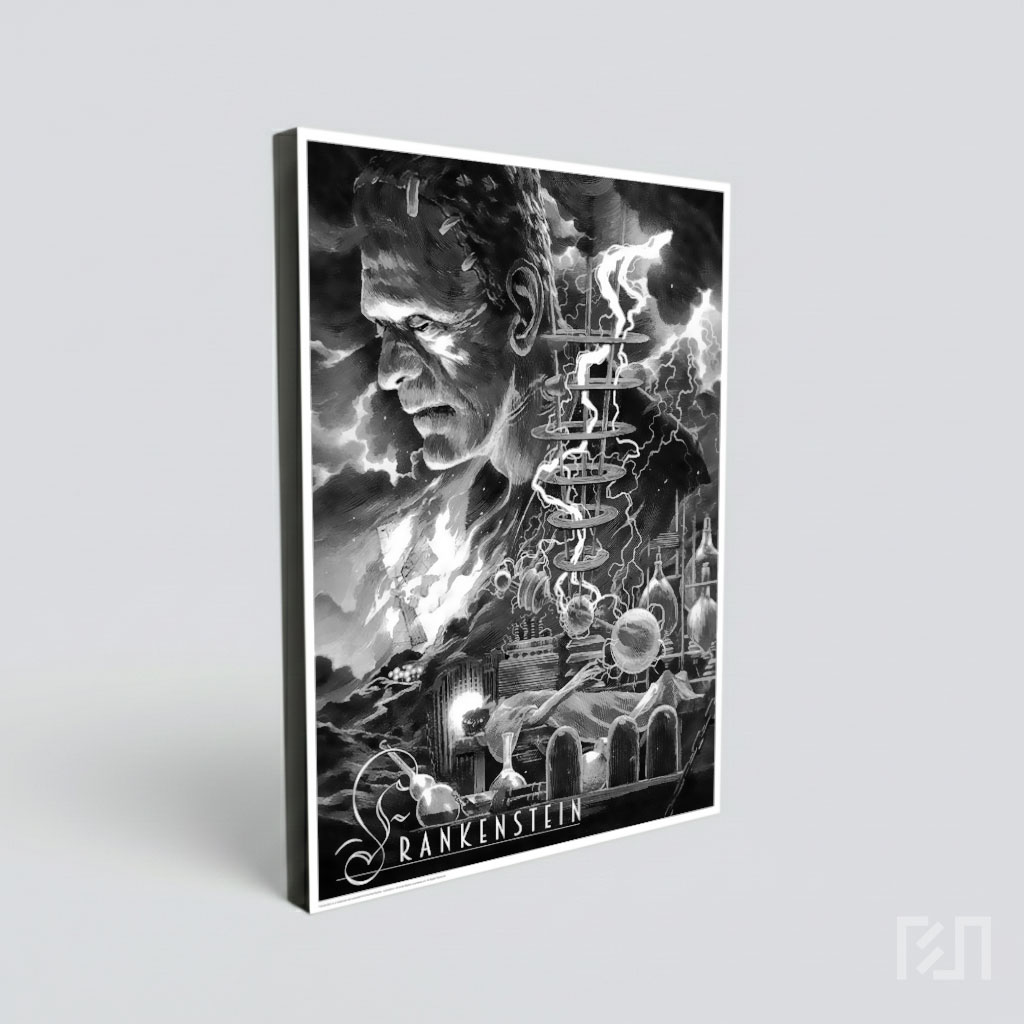 Poster Seni Frankenstein Hitam Putih
