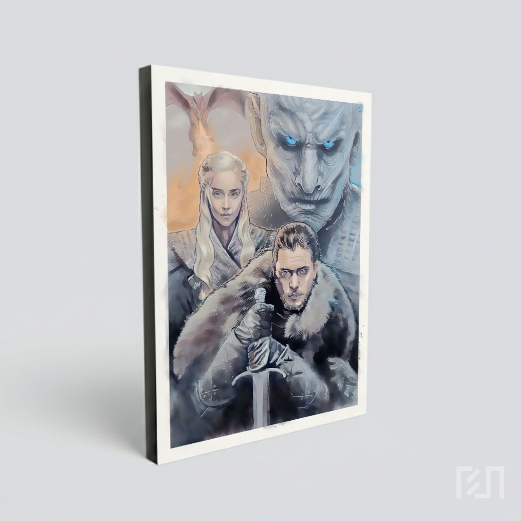 Poster Seni Game of Thrones: Jon Snow, Daenerys, Night King