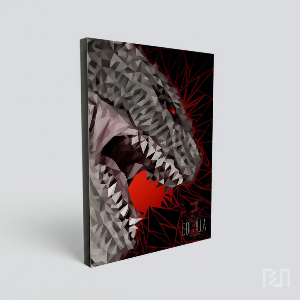 Poster Seni Geometris Godzilla