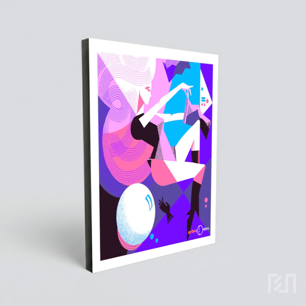 Poster Seni Grafis Arte Cinema Bergaya Retro Futuristik