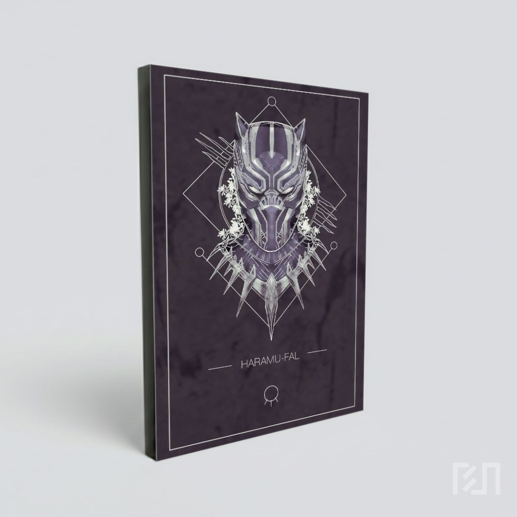 Poster Seni Hitam Putih Black Panther Haramu-Fal