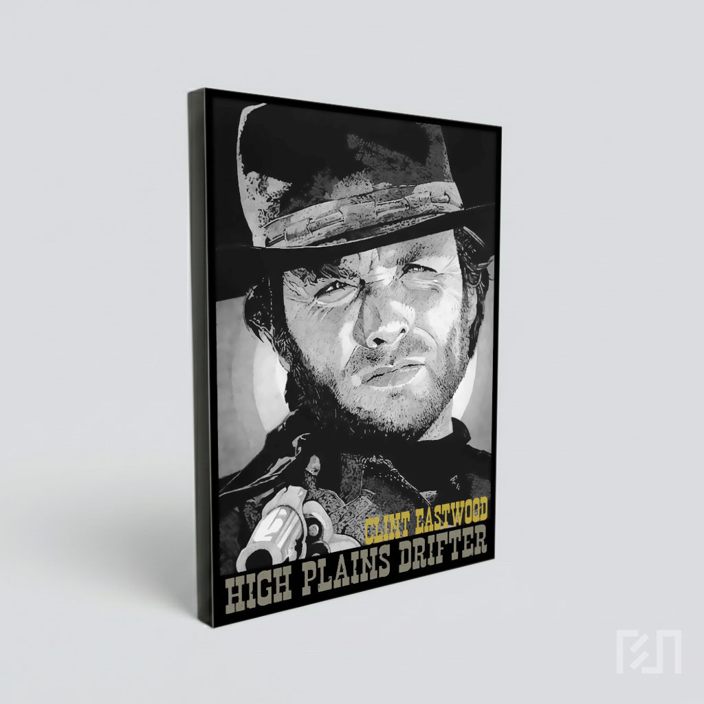 Poster Seni Hitam Putih Clint Eastwood
