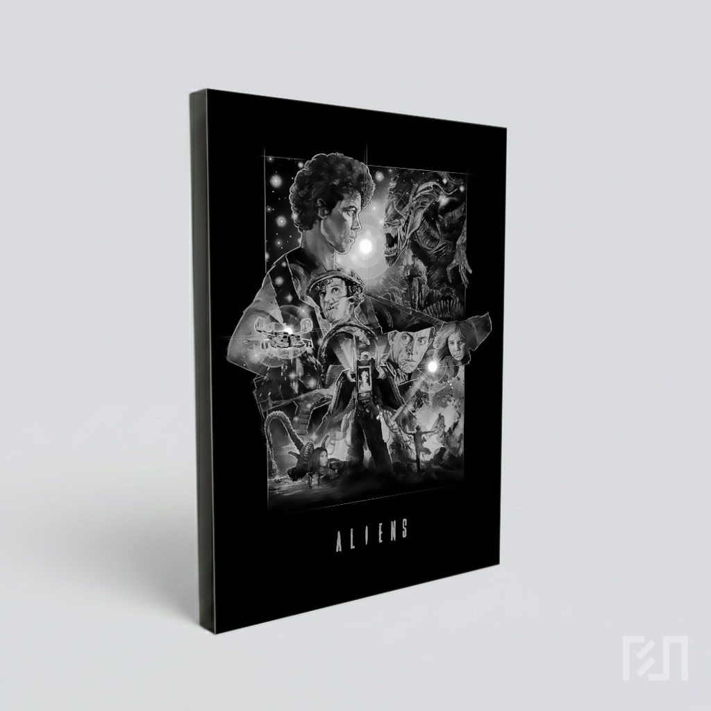 Poster Seni Hitam Putih Film Aliens