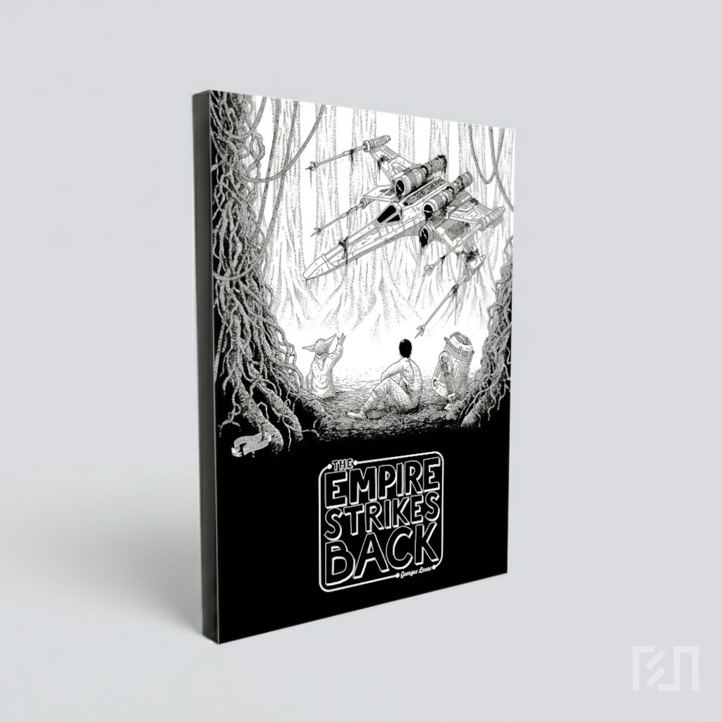 Poster Seni Hitam Putih Star Wars The Empire Strikes Back