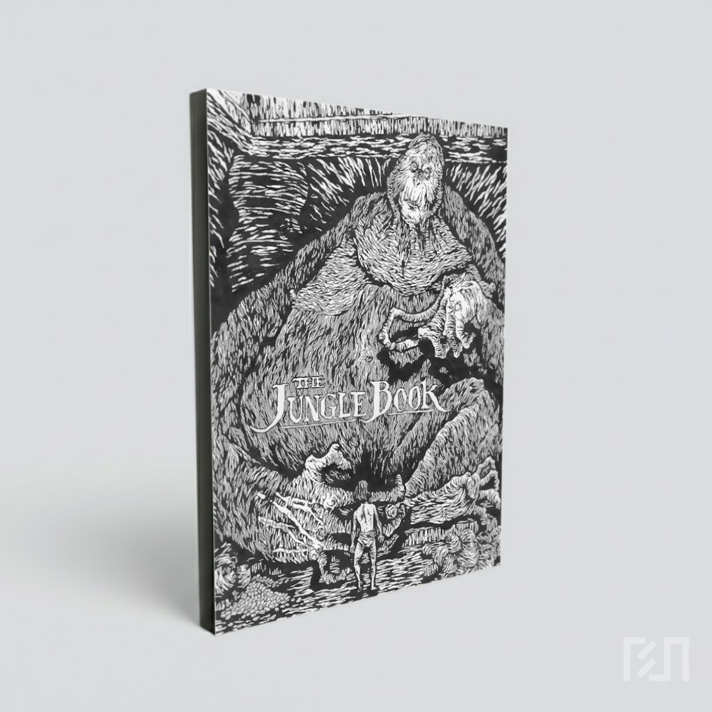 Poster Seni Hitam Putih The Jungle Book