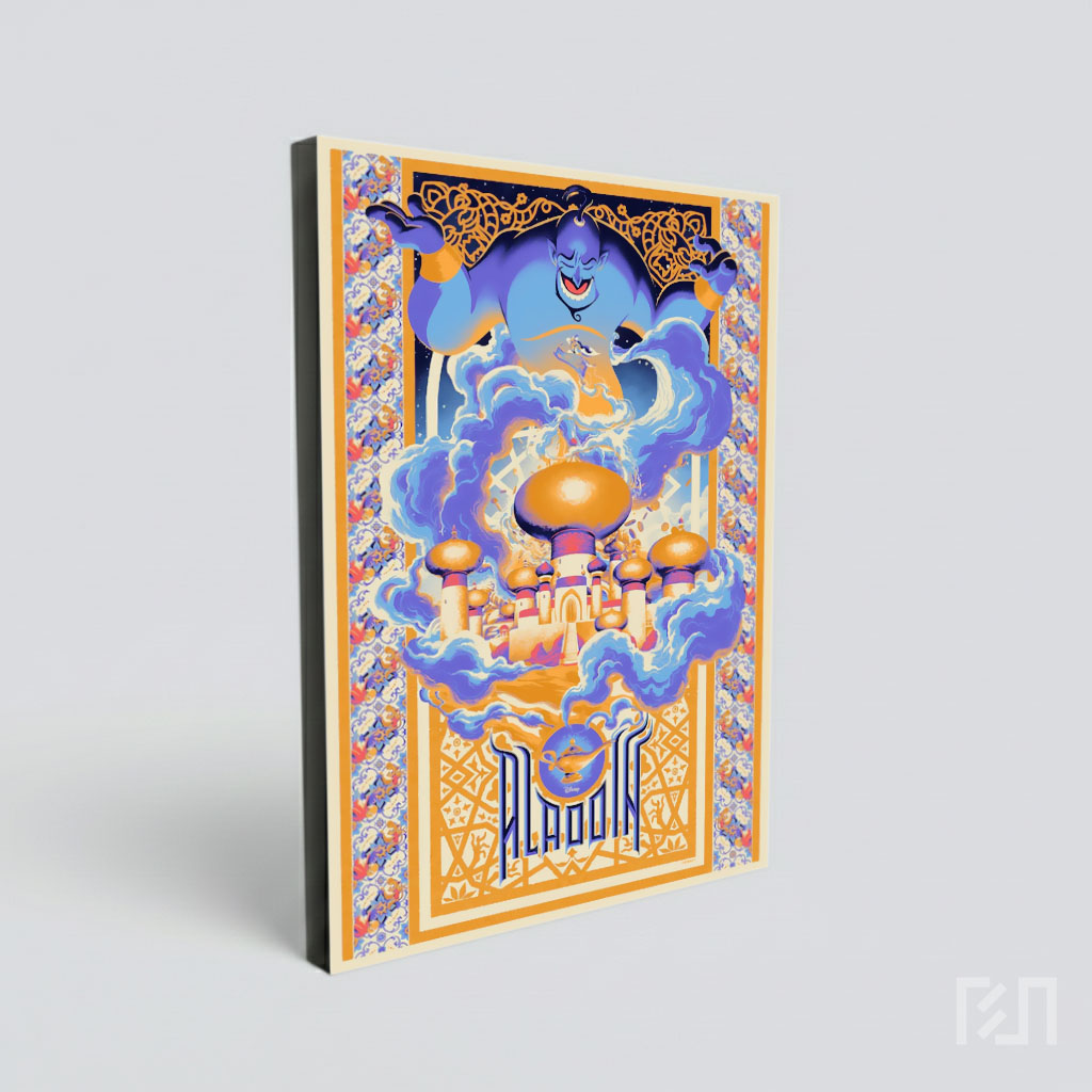 Poster Seni Ilustrasi Disney Aladdin dan Istana Agrabah