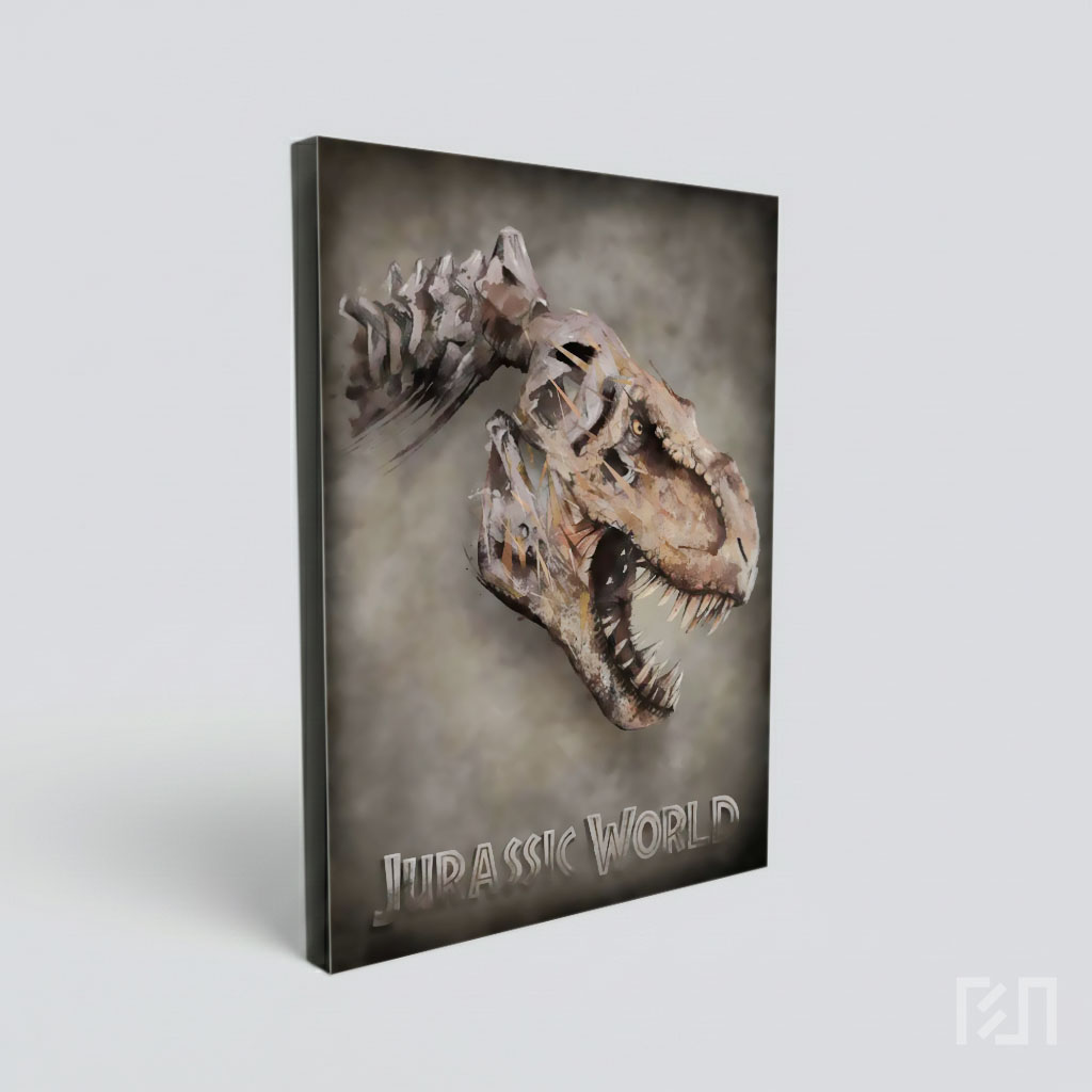 Poster Seni Kepala Dinosaurus T-Rex Artistik