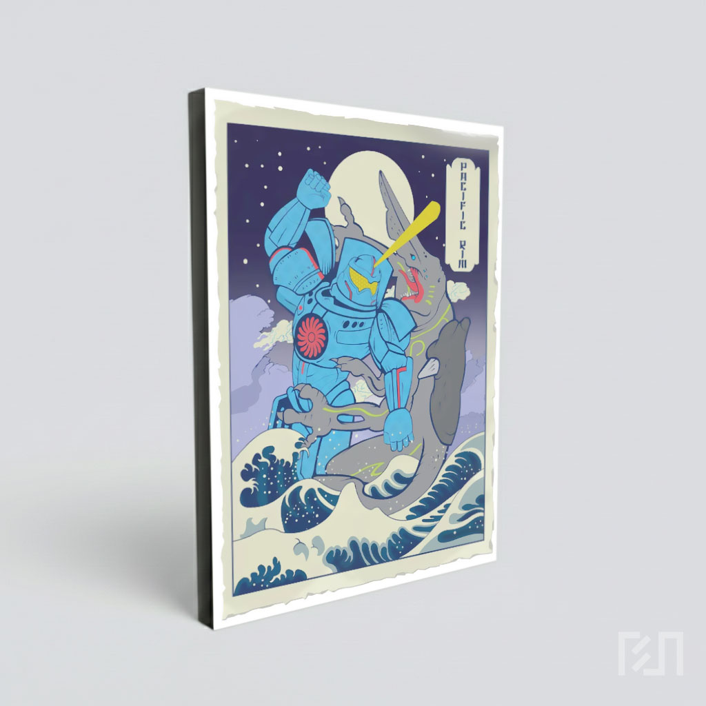 Poster Seni Kipas Pacific Rim Gaya Ukiyo-e