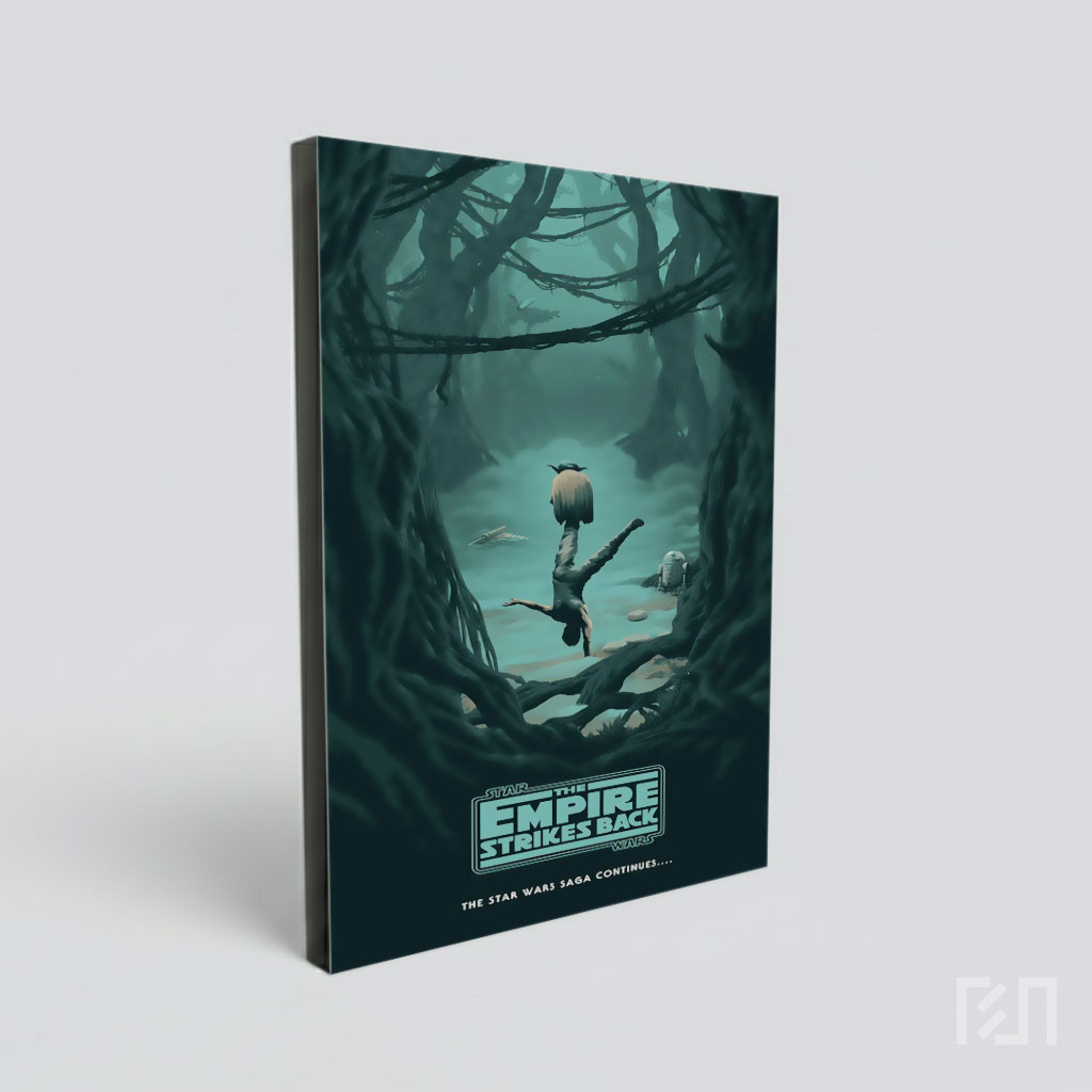 Poster Seni Luke Skywalker dan Yoda di Dagobah