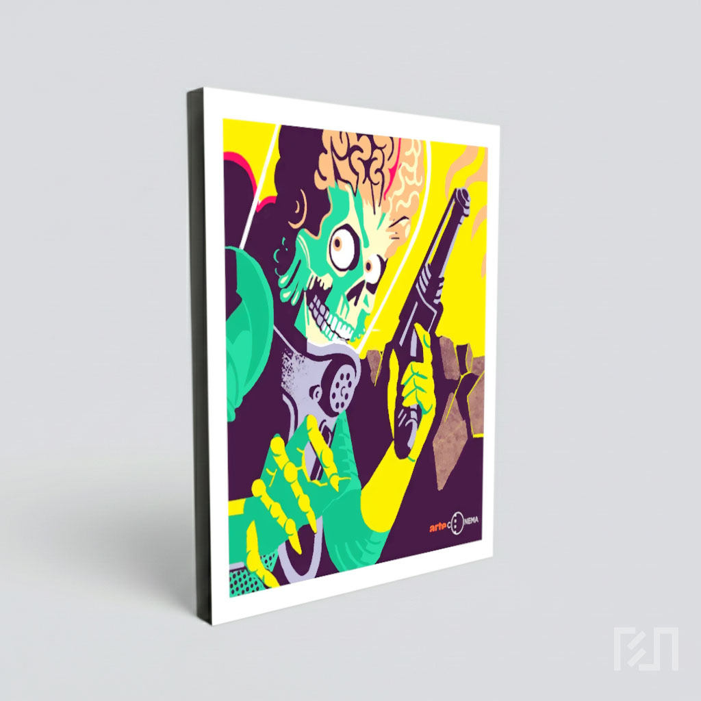 Poster Seni Mars Attacks! - Ilustrasi Film Klasik