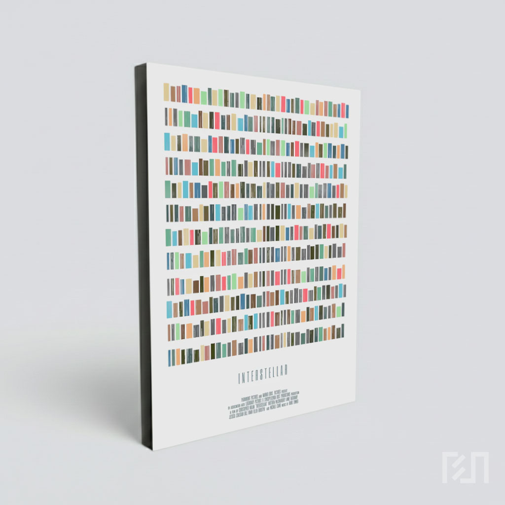 Poster Seni Minimalis Rak Buku Film Interstellar