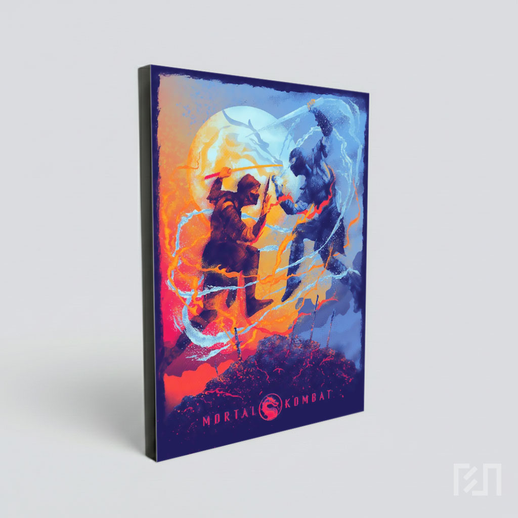 Poster Seni Pertarungan Ninja Scorpion dan Sub-Zero