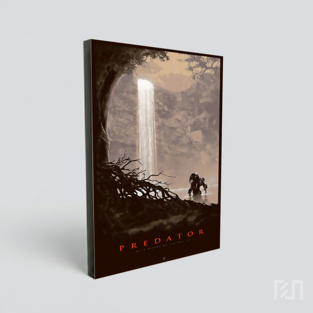 Poster Seni Predator di Depan Air Terjun