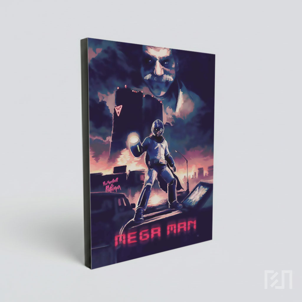 Poster Seni Protoman Mega Man Bergaya Sinematik