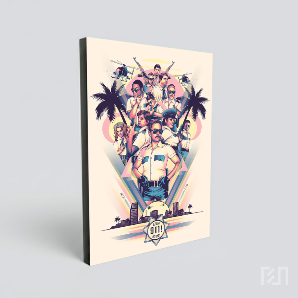Poster Seni Reno 911! Gaya Retro