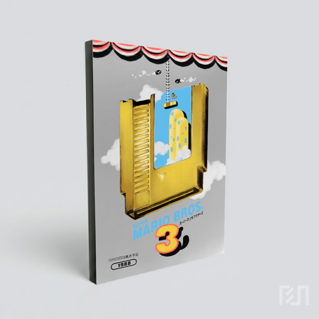Poster Seni Retro Super Mario Bros NES