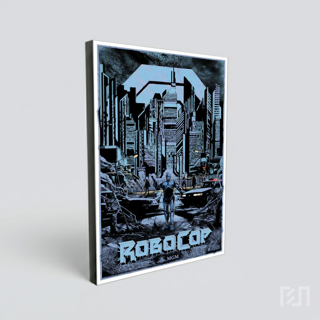 Poster Seni RoboCop di Kota Futuristik