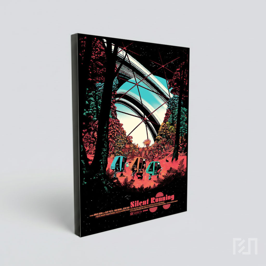 Poster Seni Sci-Fi Planet Bercincin dan Robot