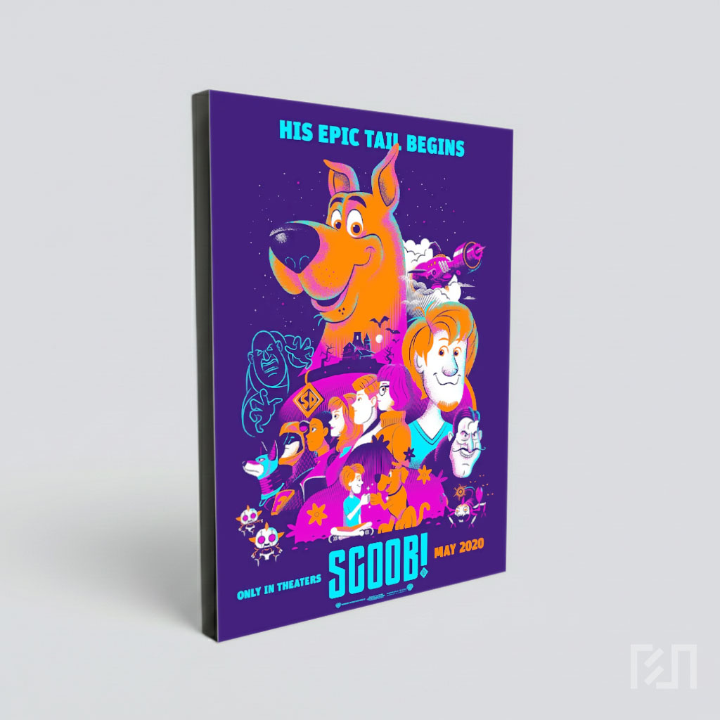Poster Seni Scooby-Doo Bergaya Retro