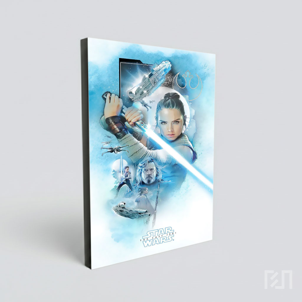 Poster Seni Star Wars Rey dan Luke Skywalker