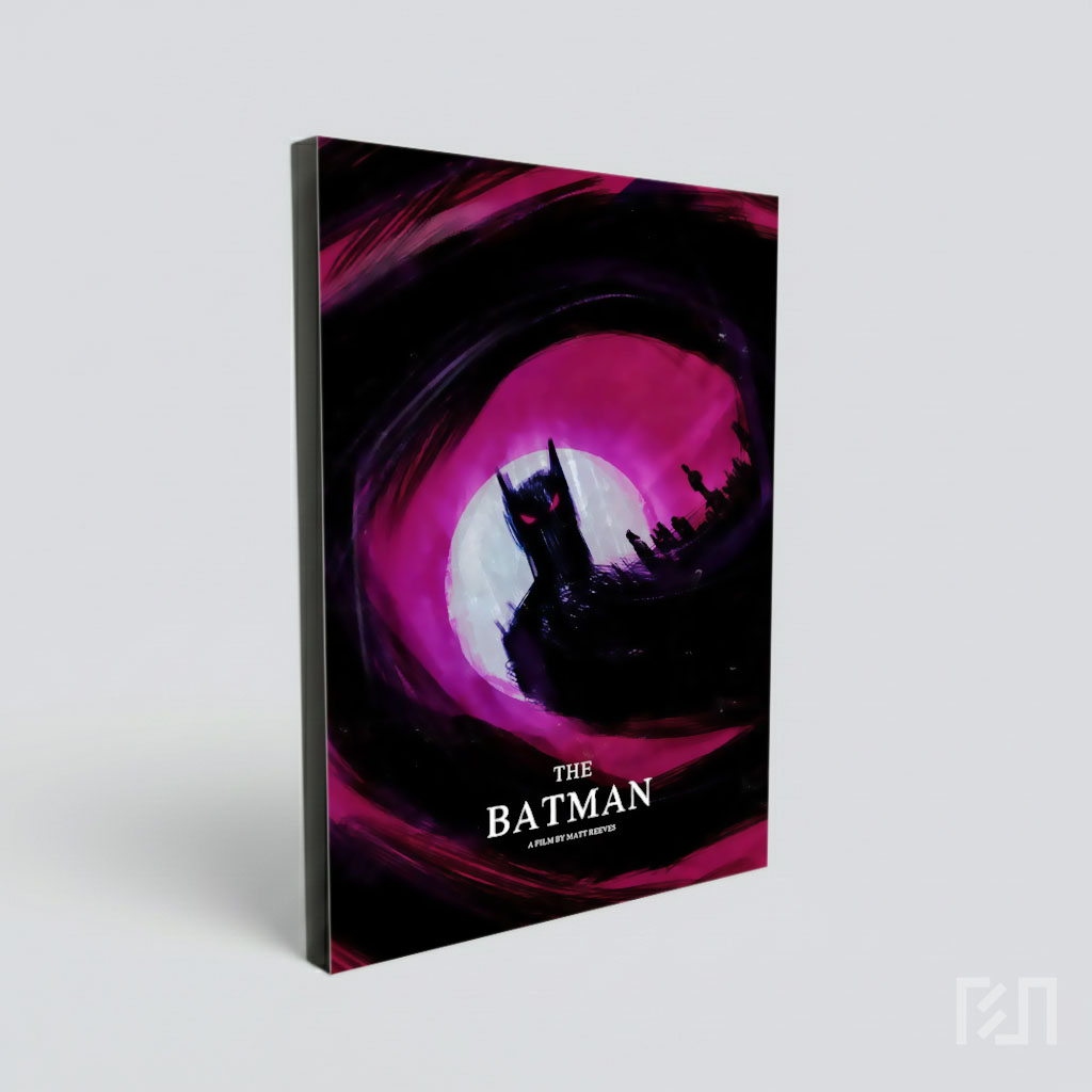 Poster Seni The Batman dengan Nuansa Merah dan Hitam