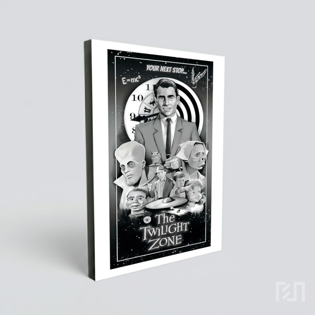 Poster Seni The Twilight Zone Hitam Putih