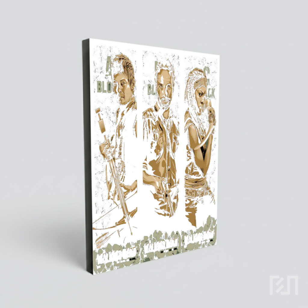 Poster Seni The Walking Dead: Daryl, Rick, dan Michonne