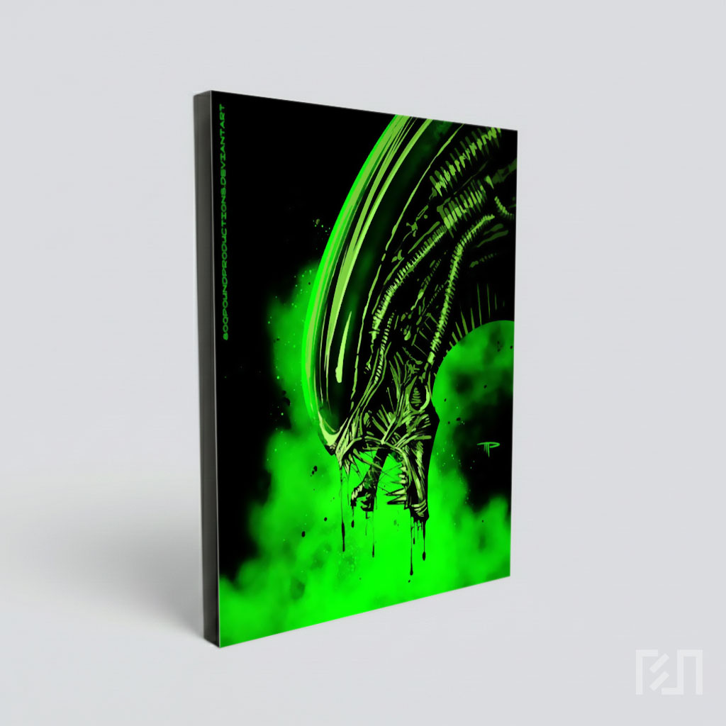 Poster Seni Xenomorph Alien Berwarna Hijau