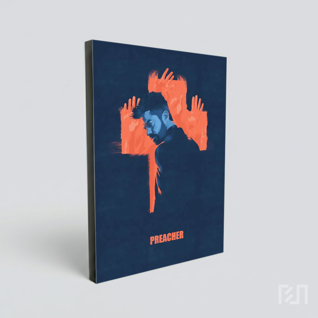 Poster Serial TV Preacher: Seni Ilustrasi Minimalis