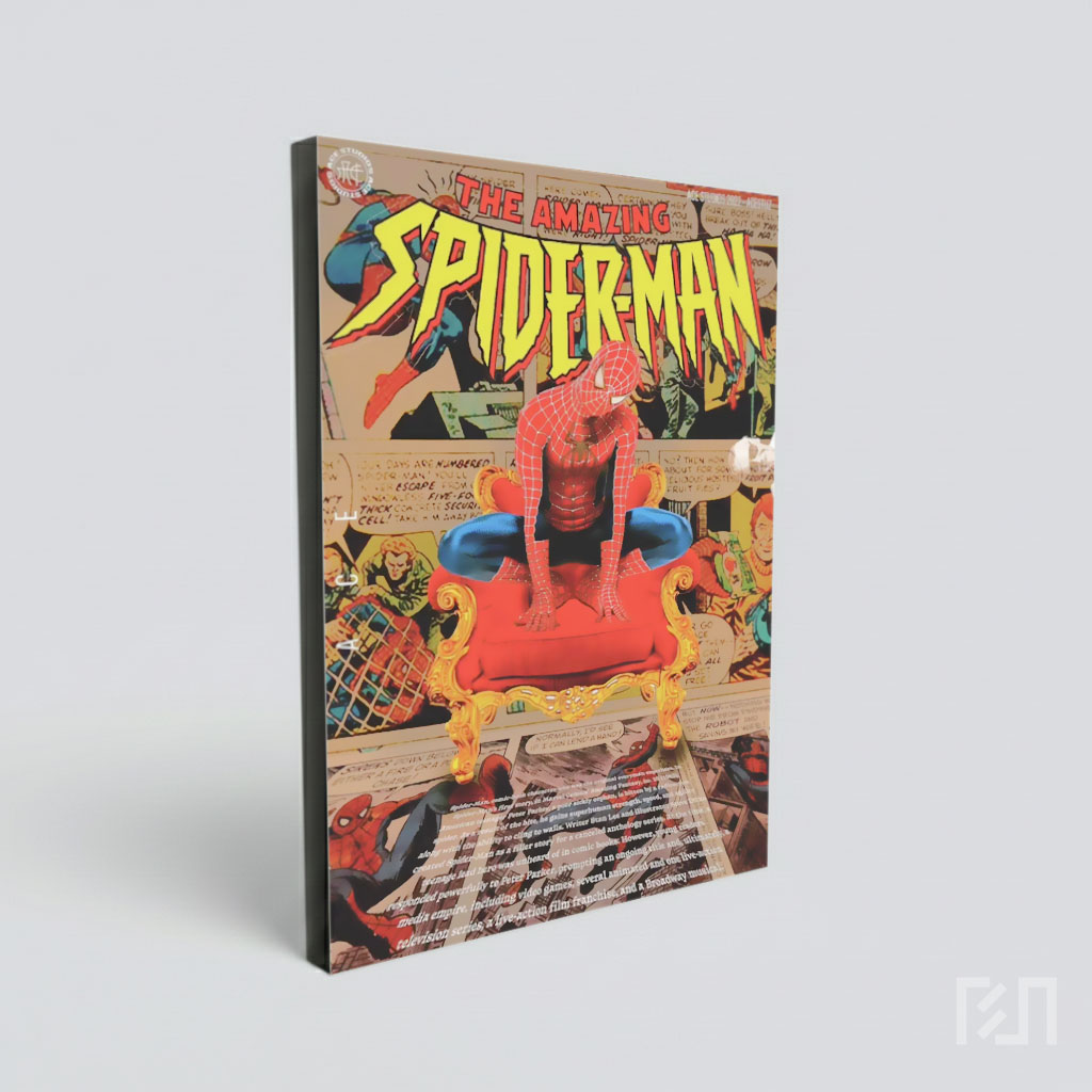 Poster Spiderman Duduk di Singgasana Komik