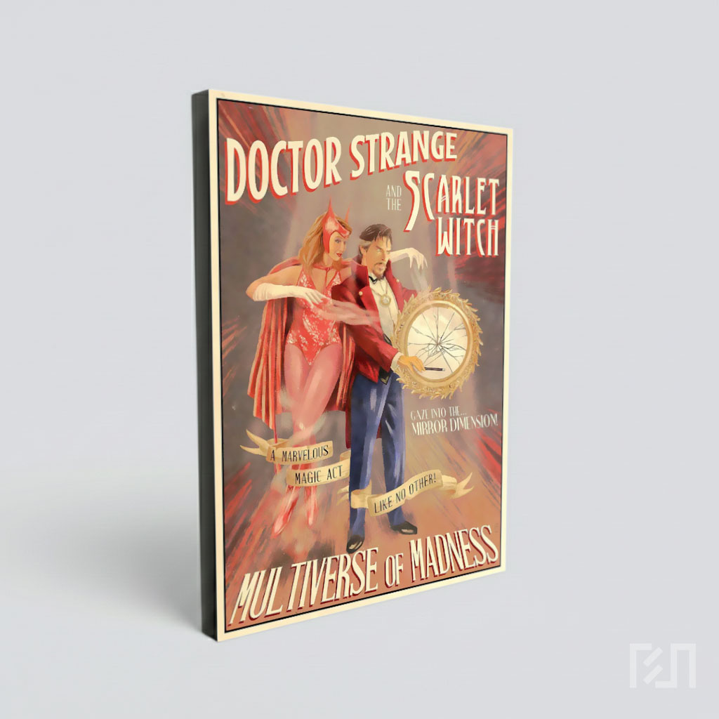 Poster Vintage Doctor Strange dan Scarlet Witch