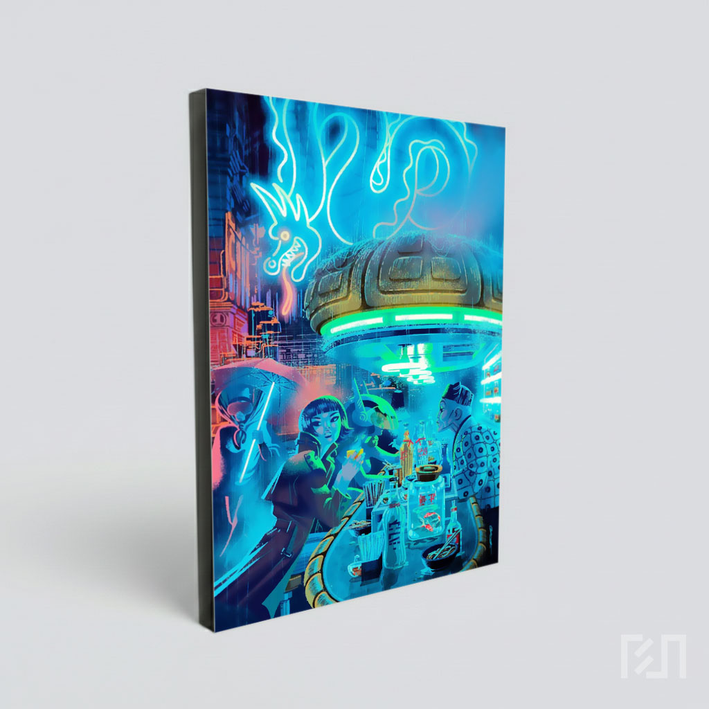 Seni Digital Cyberpunk di Bar Hujan
