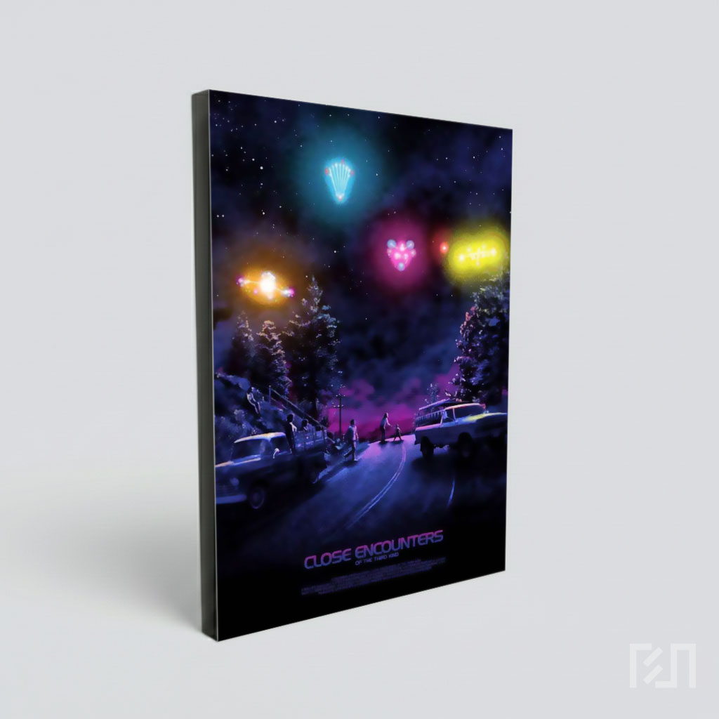 Seni Digital Pemandangan Malam dengan UFO