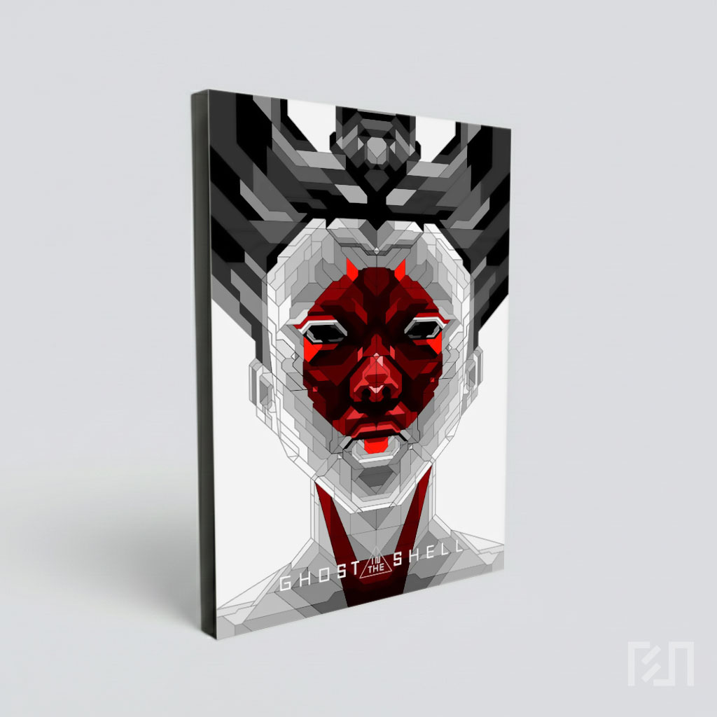 Seni Digital Wajah Geometris Futuristik