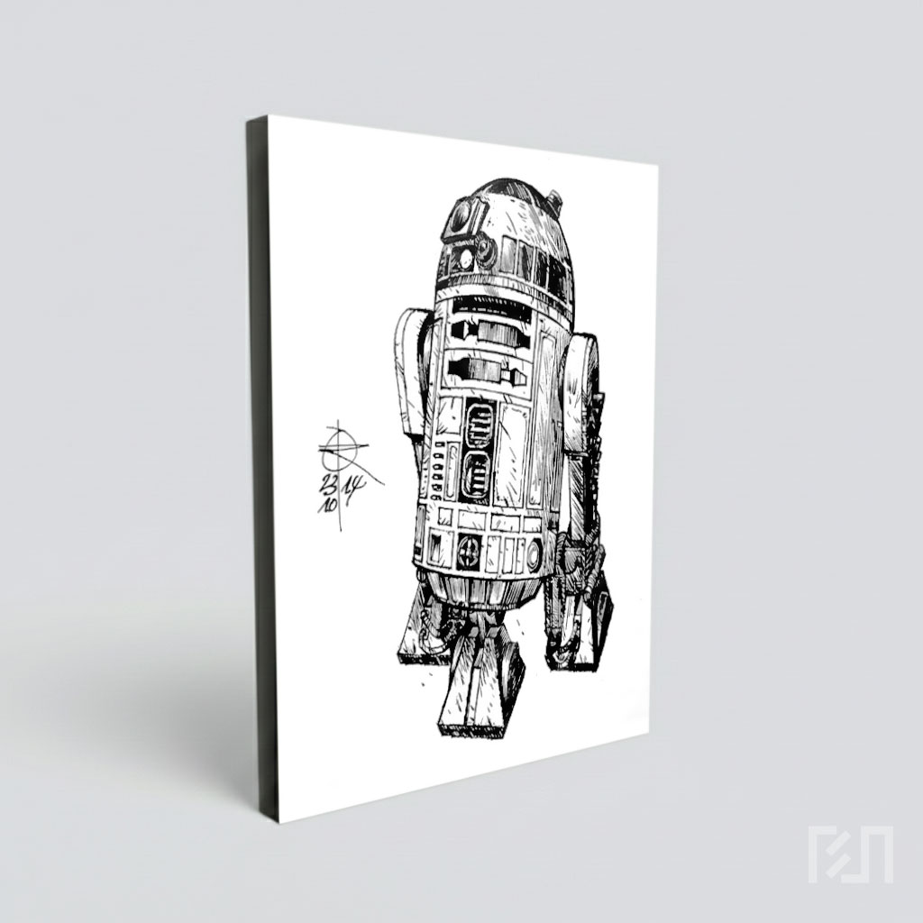 Sketsa Hitam Putih R2-D2 Star Wars