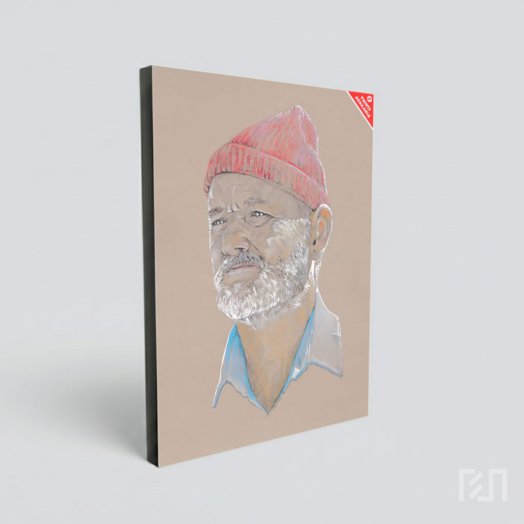 Sketsa Potret Bill Murray dengan Topi Merah