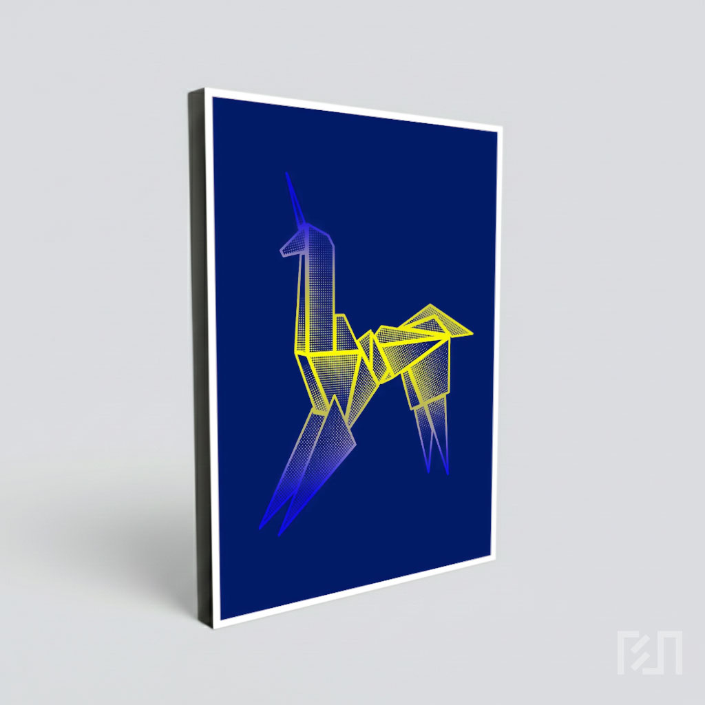 Vektor Ilustrasi Origami Unicorn Geometris Modern